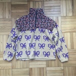 Cath Kidston Lagenlook Bow & Pin Borg Quilted Fleece Half Zip Size M